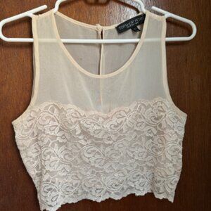 Topshop pale pink lace crop top (petite 6)